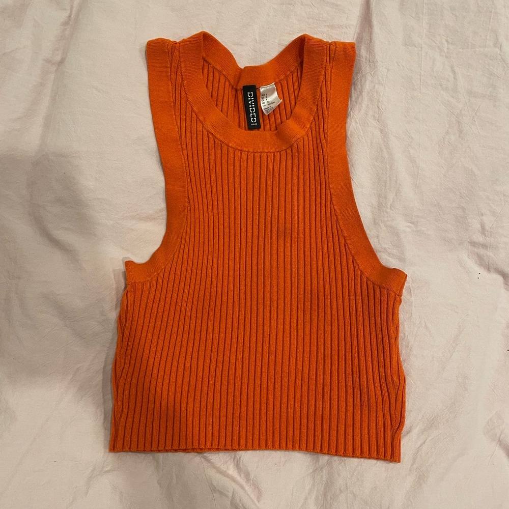 H&M Orange Ribbed Crop Top